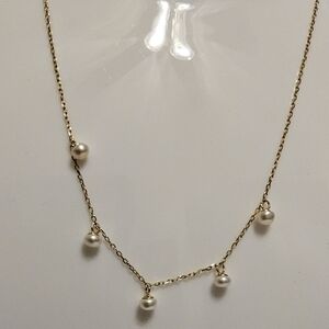 14k Gold Over Sterling Silver Genuine Cultured Pearl Necklace In Gift Box